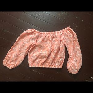 Off the shoulder salmon top